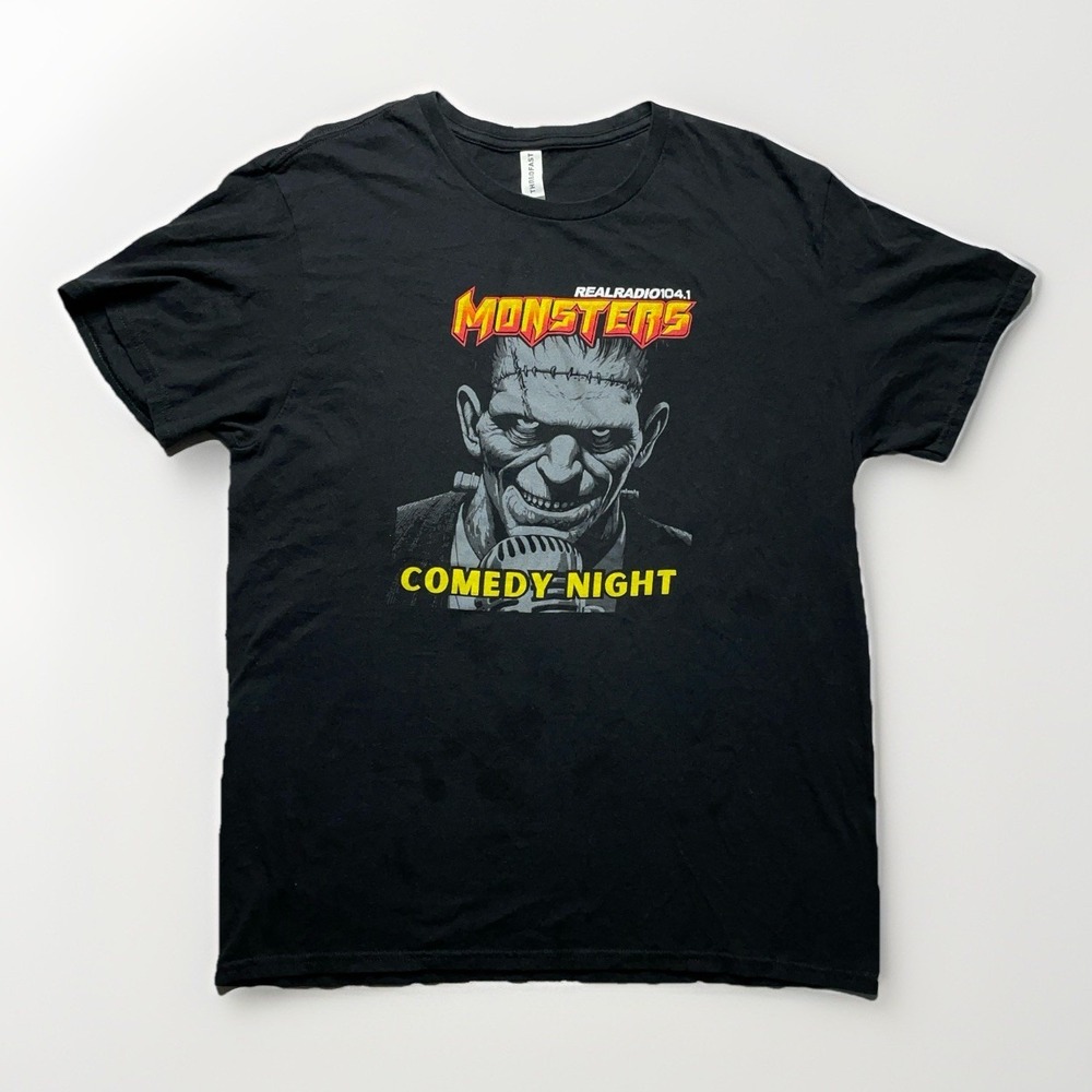 Universal Monsters Comedy Night T-Shirt Mens L Black Frankenstein Horror Promo